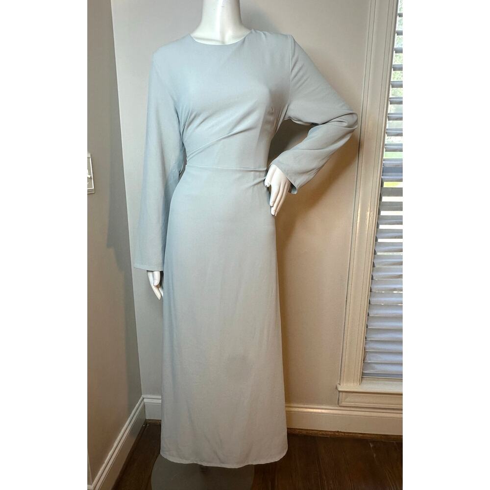 Veiled Collection Light Gray Tie Back Maxi Dress M